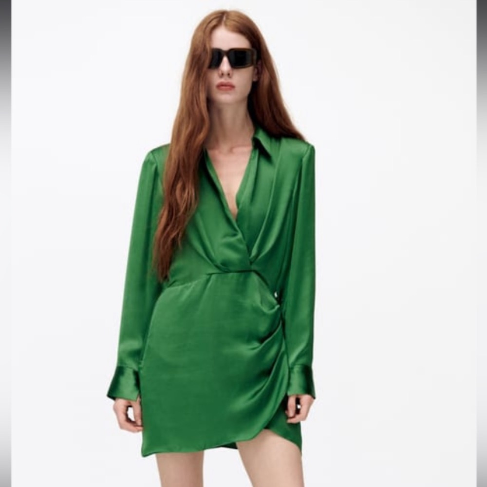 ZARA Satin Shirt Dress
